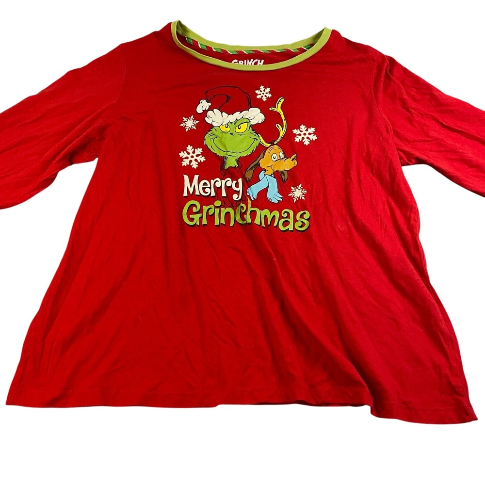 Grinch Christmas Pajama Top 2X Red Long Sleeve Dr‎ Seuss PJ Top